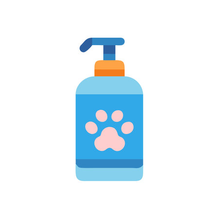Blue Pet Shampoo Bottle with Paw Print Iconのイラスト素材