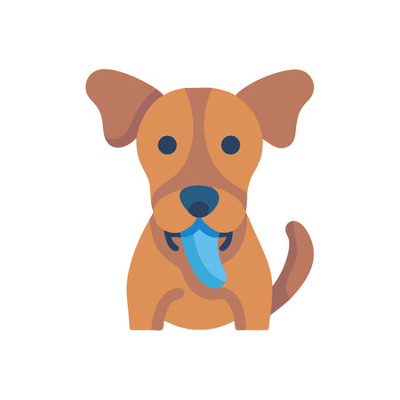 Cartoon dog illustration with a tongue out on blackのイラスト素材