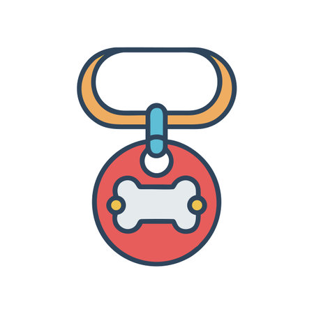 Simple dog tag with bone, pet care illustrationのイラスト素材