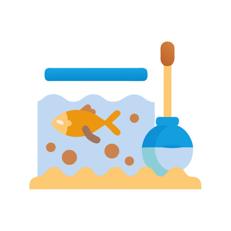 Stylized fish tank scene with simple flat vector designのイラスト素材
