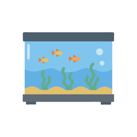 Aquarium icon in flat color style. Aquarium fish tankのイラスト素材