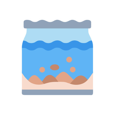 Flat illustration of aquarium with water and sandのイラスト素材