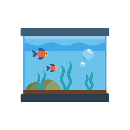 Aquarium with fish icon. Flat illustration of aquarium with fish vector icon for web designのイラスト素材