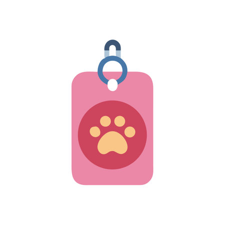 Pink pet ID tag with a paw print designのイラスト素材