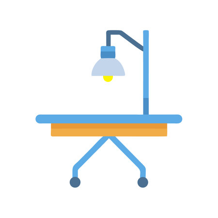 Medical examination table and light on black background illustrationのイラスト素材