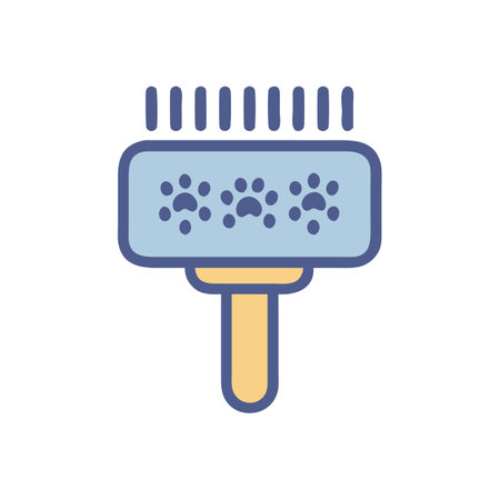 Cartoon pet grooming brush with paw prints icon designのイラスト素材
