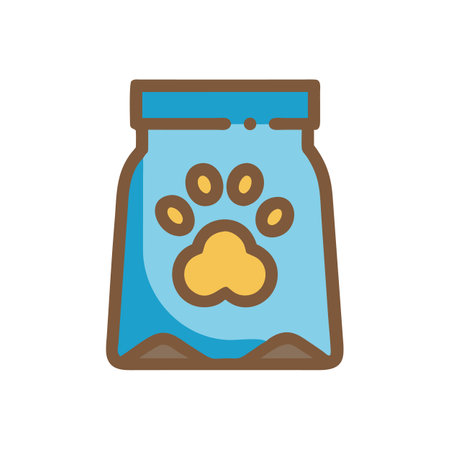 Stylized pet food bag with paw print illustrationのイラスト素材