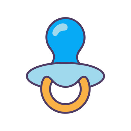 Cute flat illustration of a baby pacifier on black