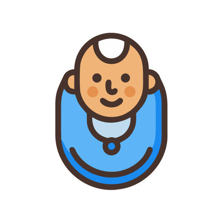 Cartoon baby icon in a blue bib illustrationのイラスト素材