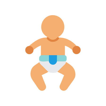 Baby icon illustration in diaper against black backgroundのイラスト素材