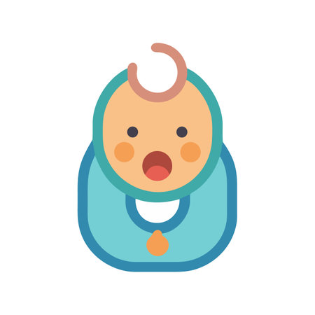 Minimalist style baby icon wearing a blue bibのイラスト素材