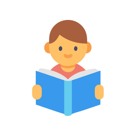 Illustration of a child engrossed in reading a bookのイラスト素材