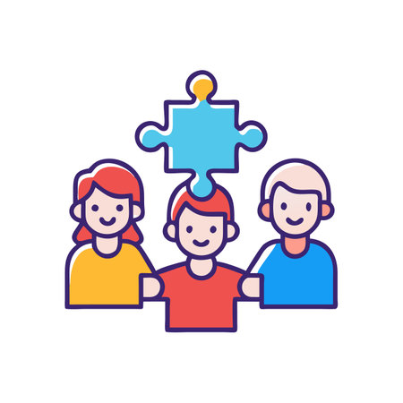 Teamwork and problem solving showing collaboration to achieve successのイラスト素材