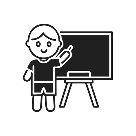 Illustration of child teaching or presenting using blackboardのイラスト素材