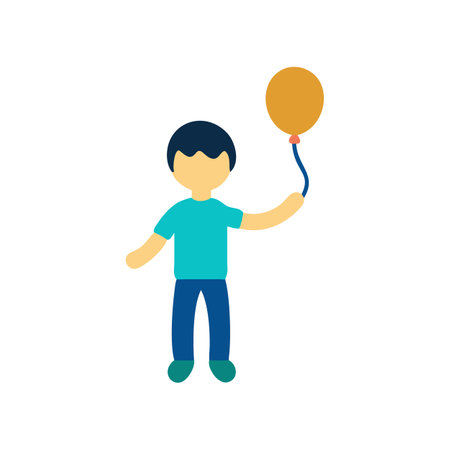 Illustration of Child Holding Balloon Isolated on Black Backgroundのイラスト素材