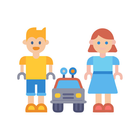 Family road trip with a toy car adventureのイラスト素材