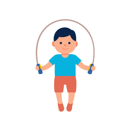 Boy exercising with jump rope on a black backgroundのイラスト素材