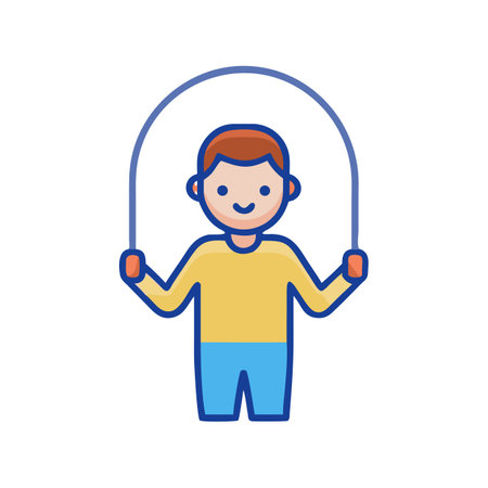 Cartoon character skipping rope on a black background illustrationのイラスト素材