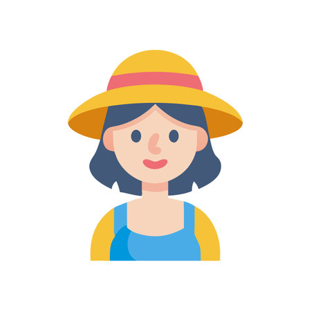 Flat icon illustration of a woman farmer with hatのイラスト素材