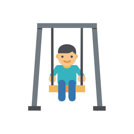 Illustration of a child on a swing set playgroundのイラスト素材