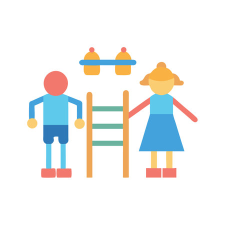 Stylized playful children at playground on the black backgroundのイラスト素材