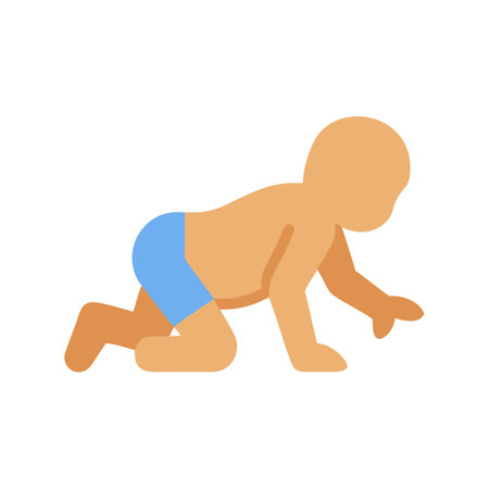 Infant creeping on all fours in minimalist flat styleのイラスト素材