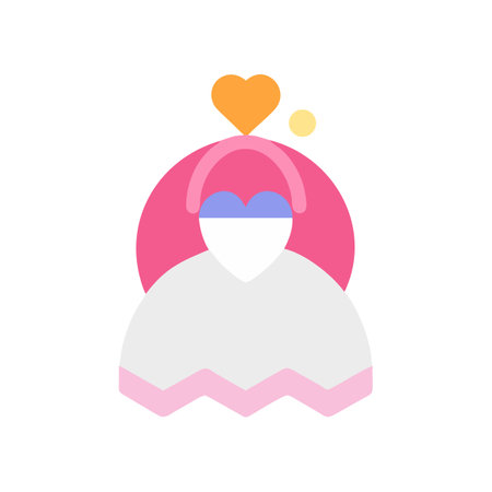 Flat vector graphic of wedding dress with heart detailsのイラスト素材