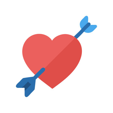 Flat illustration of heart pierced by arrow isolated on blackのイラスト素材