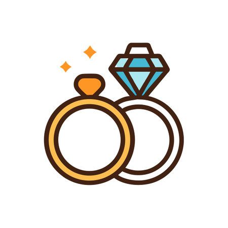 Elegant wedding rings with diamond and jewel on blackのイラスト素材
