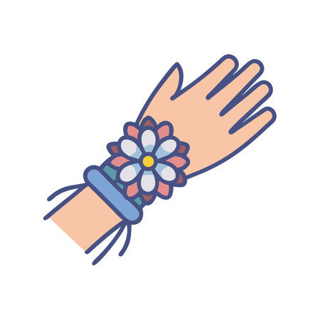 Stylized illustration of a hand adorned with flower braceletのイラスト素材
