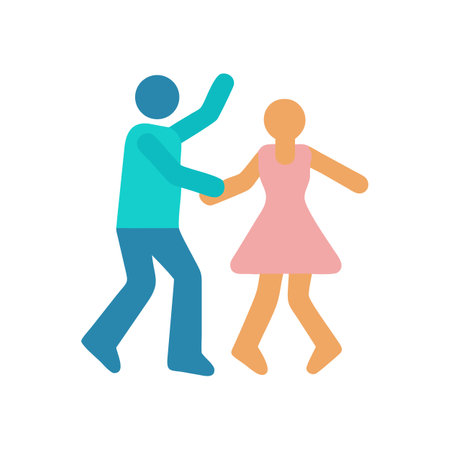 Stylized dancers couple vector illustration on black backgroundのイラスト素材