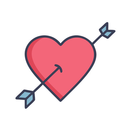 Stylized heart pierced by arrow graphic against black backdropのイラスト素材