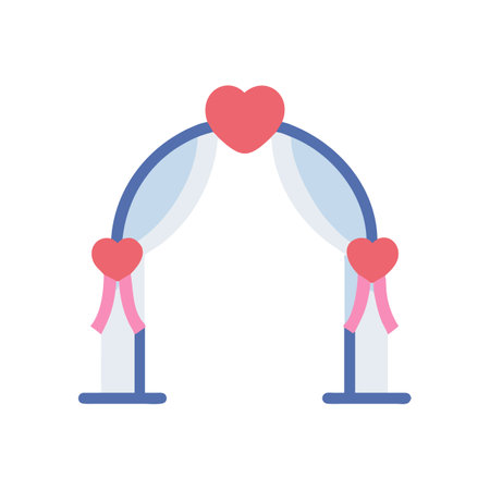 Wedding arch illustration with hearts for love and romanceのイラスト素材