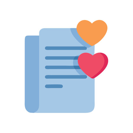 Stylized document with heart icons for romantic correspondence designのイラスト素材