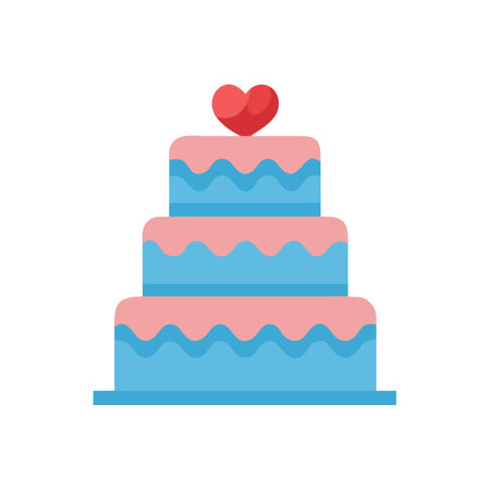 Three tiered wedding cake with heart isolated on blackのイラスト素材