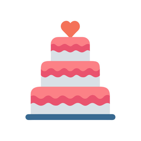 Three tier cake with heart topper on black background