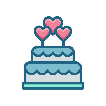 Two tiered cake with hearts decoration for a celebrationのイラスト素材