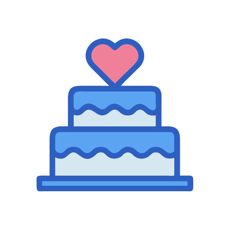 Stylized two-tiered cake topped with a heart graphic elementのイラスト素材