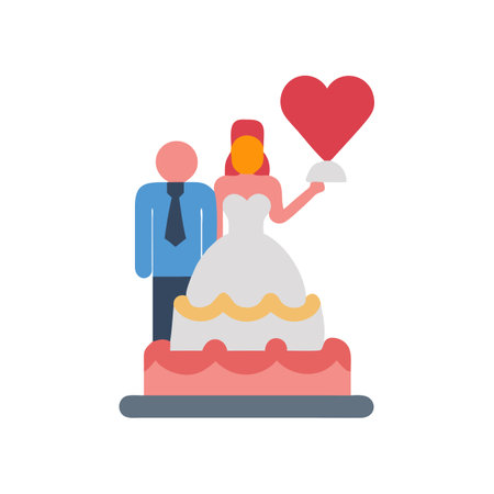 Flat design vector of a wedding couple standing togetherのイラスト素材