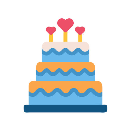 Colorful tiered cake decorated with heart shapes illustration designのイラスト素材