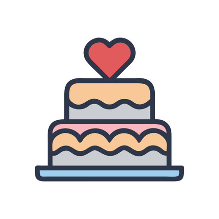 Two tiered cake with heart topper on black background