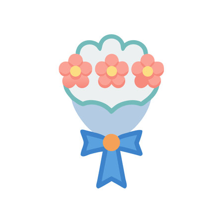 Simple flat vector bouquet with flowers wrapped in paperのイラスト素材