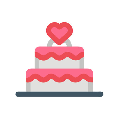 Illustration of a two tier wedding cake with heartのイラスト素材