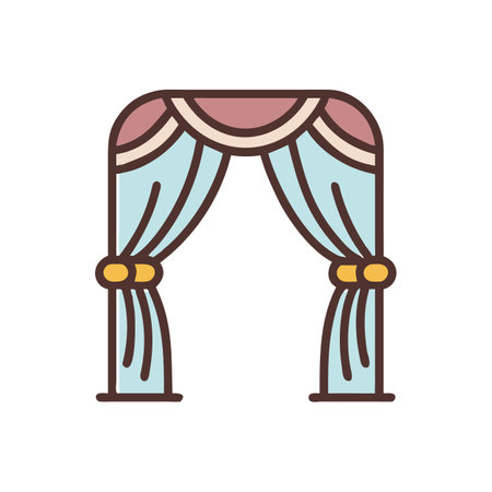 Elegant wedding arch vector illustration with draped light blue curtainsのイラスト素材