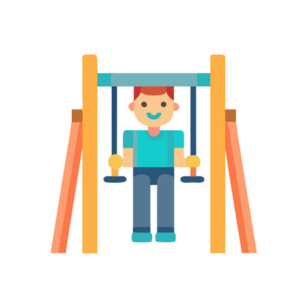 Cartoon style playground equipment illustration on black backgroundのイラスト素材