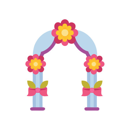 Floral decorated wedding arch illustration, light pastel color schemeのイラスト素材