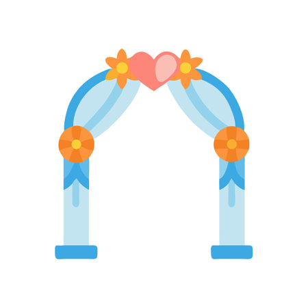 Wedding arch illustration with heart and flower decorationsのイラスト素材