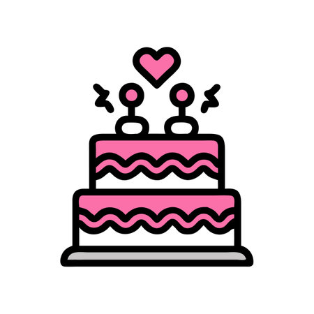 Minimalist pink cake icon for wedding or valentine's day