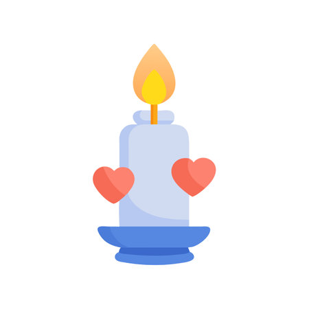 Burning candle with hearts for love and romance themesのイラスト素材
