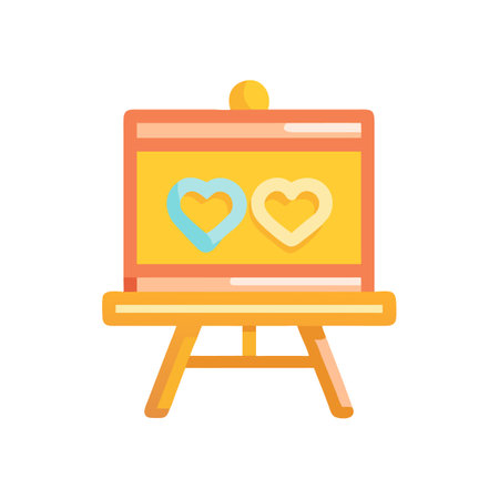 Easel with two hearts illustration for design projectのイラスト素材